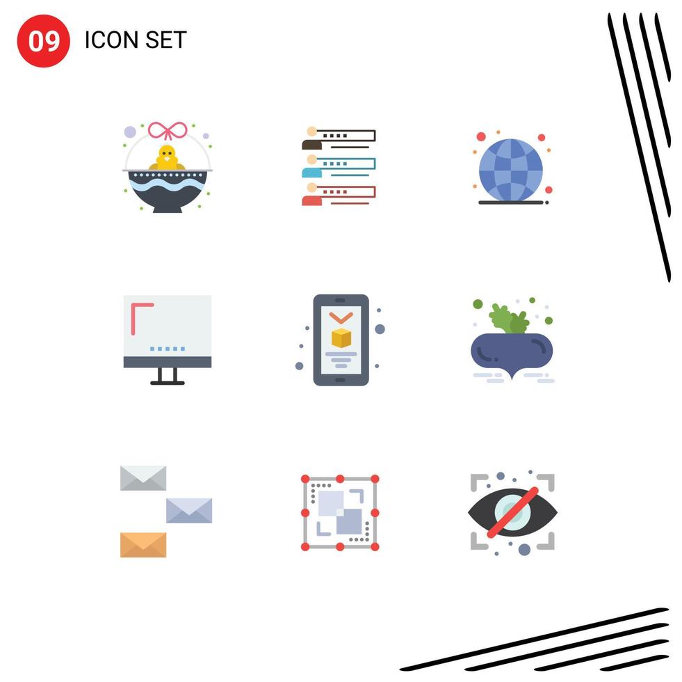 9 User Interface Flat Color Pack of modern Signs and Symbols of devices live profile internet global Editable Vector Design Elements