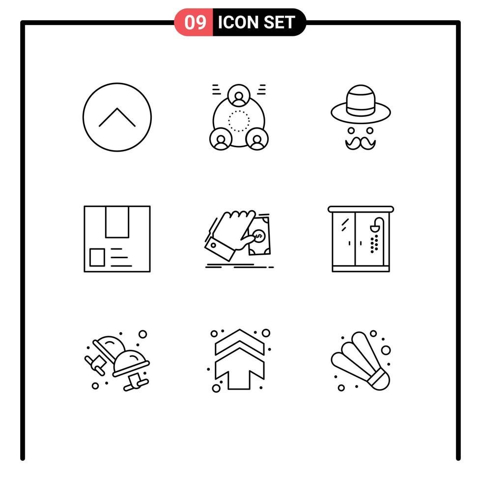 Stock Vector Icon Pack of 9 Line Signs and Symbols for shipment package avatar commerce deliver Editable Vector Design Elements