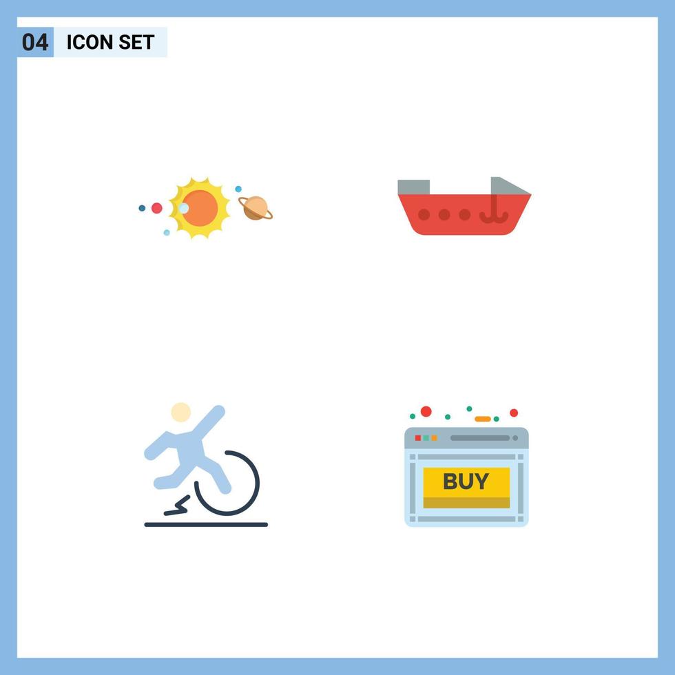 Flat Icon Pack of 4 Universal Symbols of solar change solar system motor escape Editable Vector Design Elements