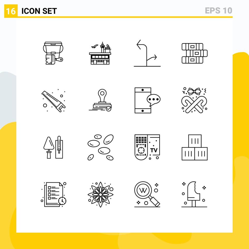 Set of 16 Commercial Outlines pack for hand notebook transport education signs Editable Vector Design Elements