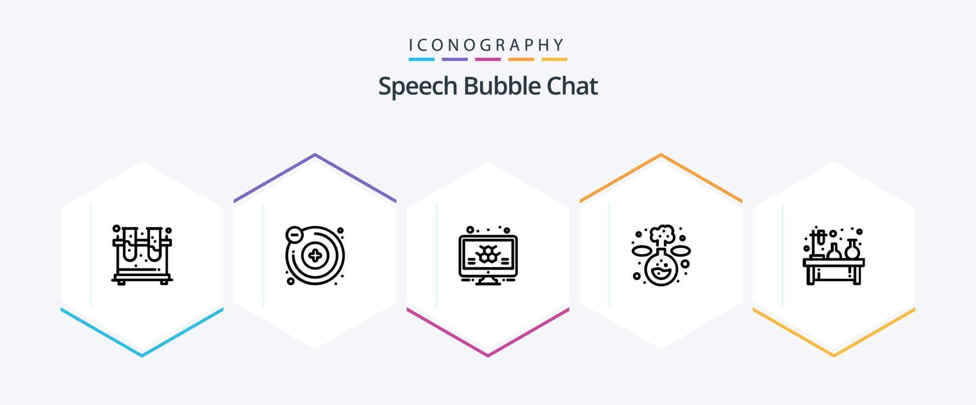 Chat 25 Line icon pack including lab. experiment. info. chemistry. experiment vector