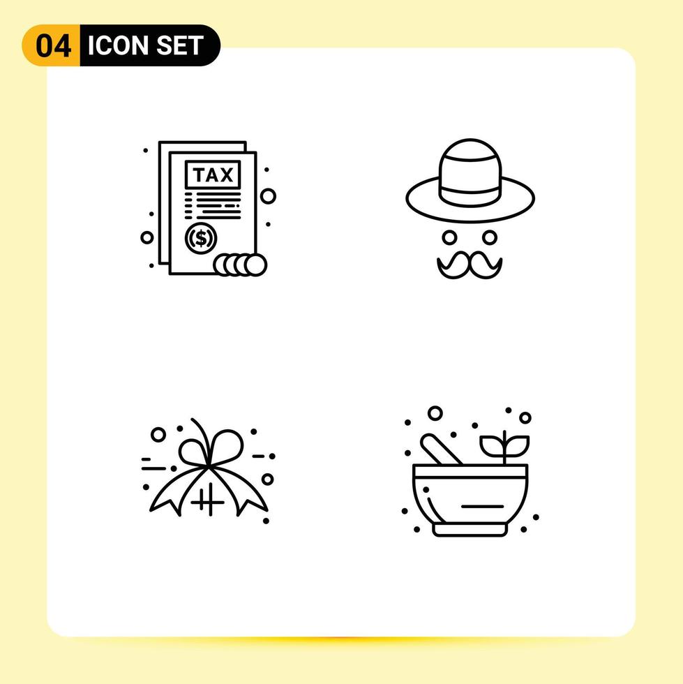 4 Line concept for Websites Mobile and Apps document black friday tag avatar fathers science Editable Vector Design Elements