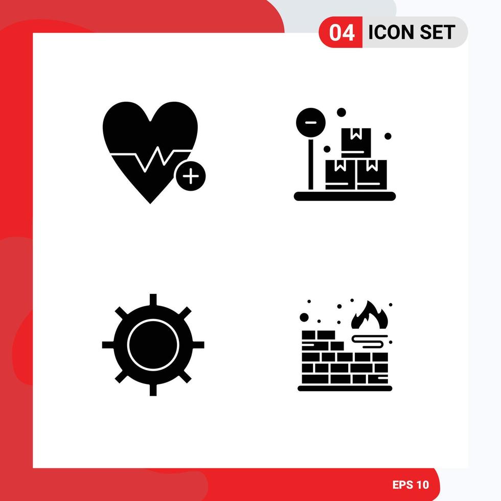 Set of 4 Modern UI Icons Symbols Signs for medical set plus weight database Editable Vector Design Elements