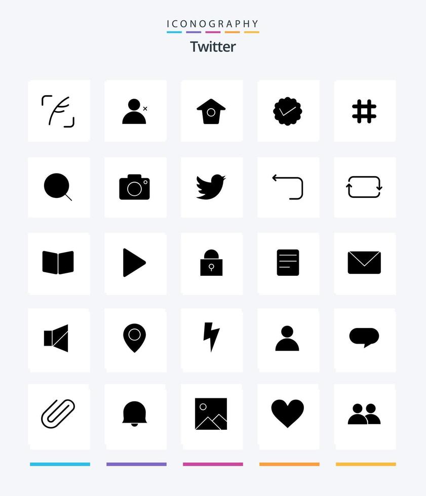 Creative Twitter 25 Glyph Solid Black icon pack  Such As tweet. follow. tweet. twitter. message vector