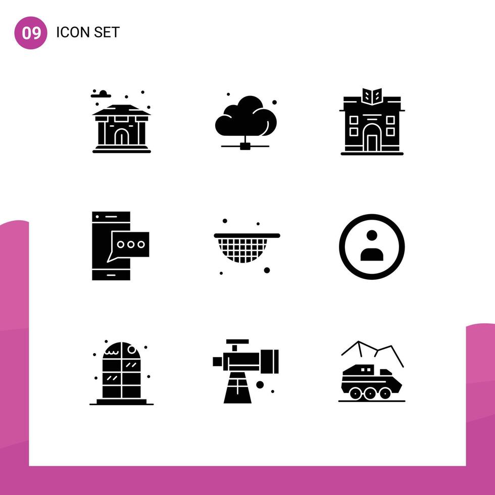 User Interface Pack of 9 Basic Solid Glyphs of agriculture smart phone city phone message Editable Vector Design Elements