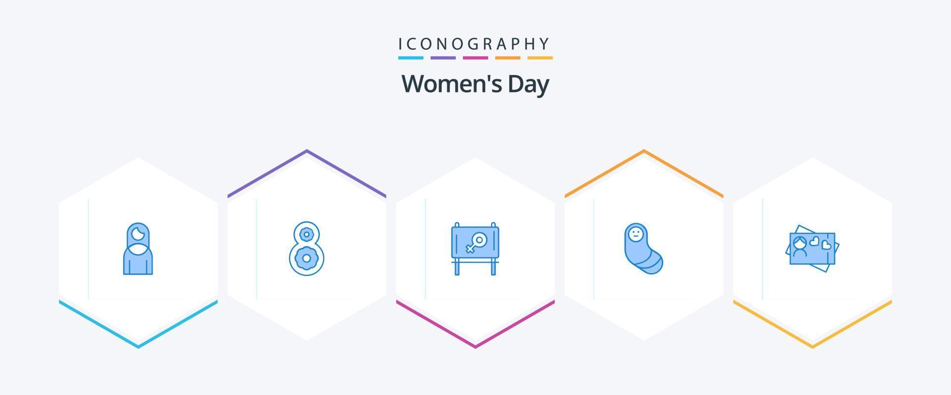 Womens Day 25 Blue icon pack including . . message. heart. card vector