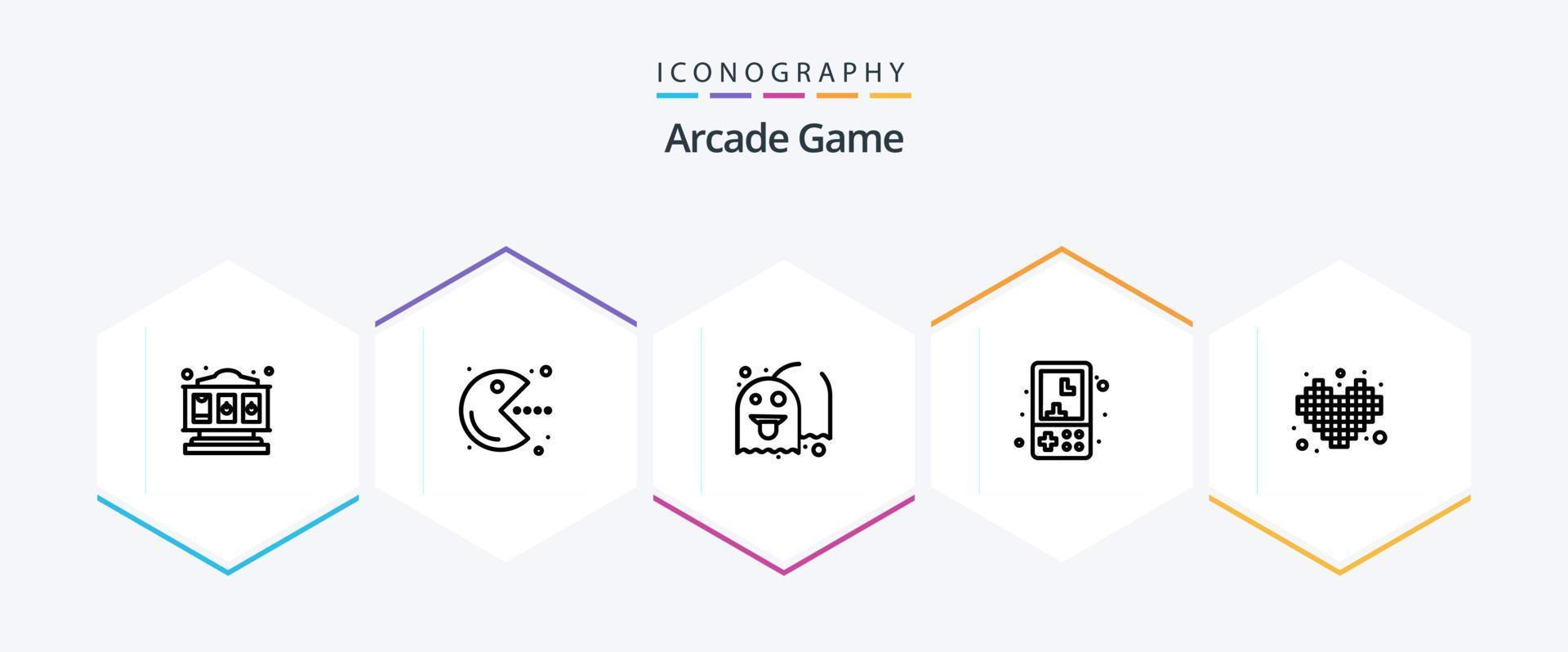 Arcade 25 Line icon pack including games. play. game. kids. fun vector