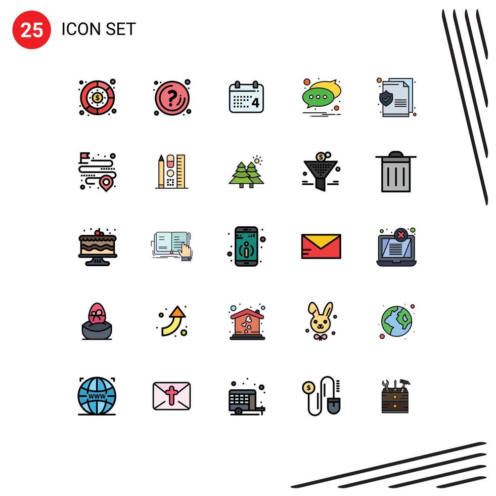 Universal Icon Symbols Group of 25 Modern Filled line Flat Colors of document message information notification american Editable Vector Design Elements