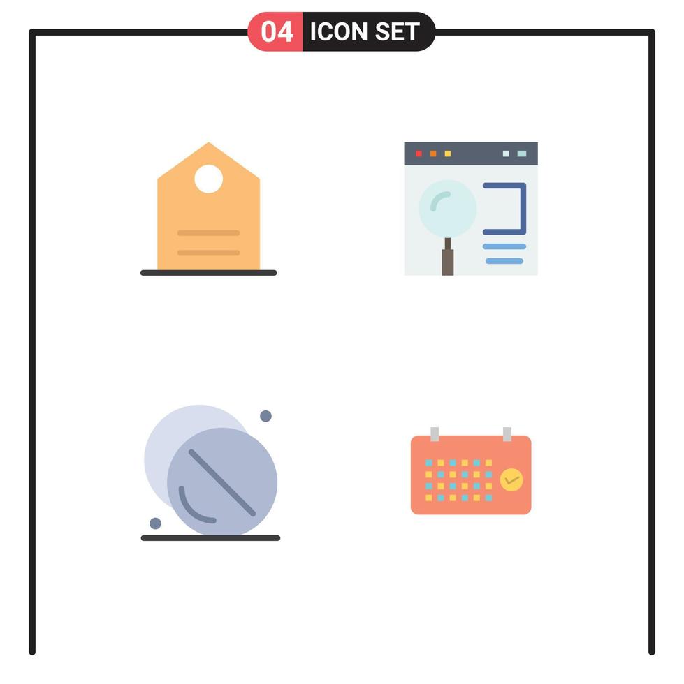 Editable Vector Line Pack of 4 Simple Flat Icons of basic health browser search medical Editable Vector Design Elements