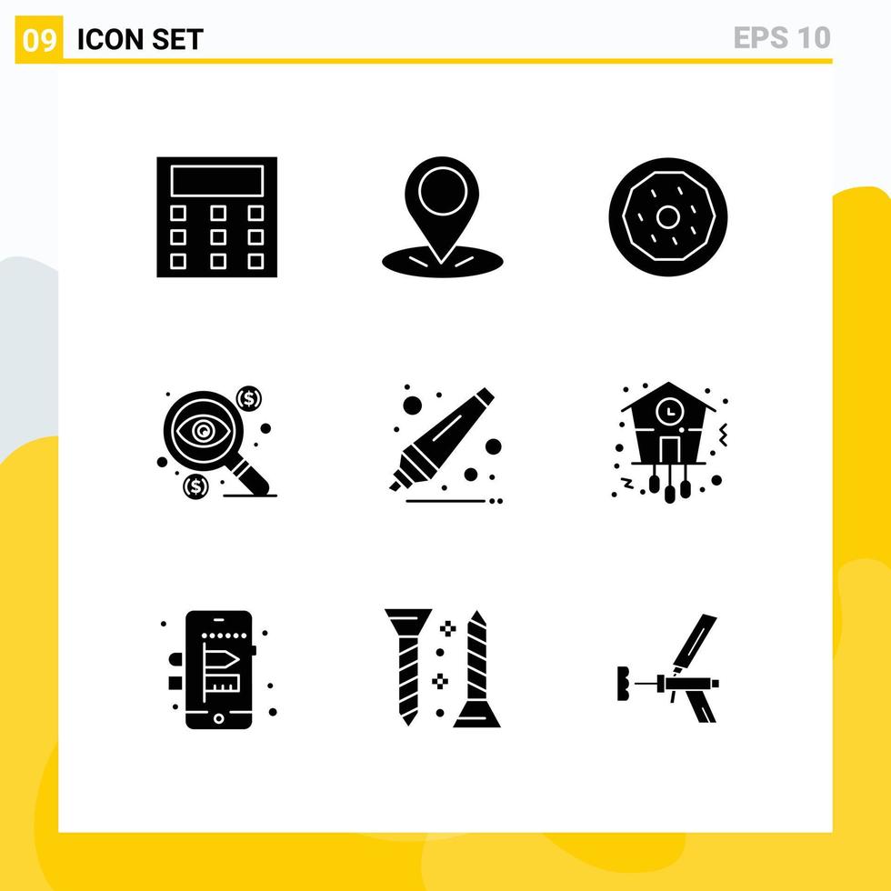 Modern Set of 9 Solid Glyphs and symbols such as remover back to school food taxes dollar Editable Vector Design Elements