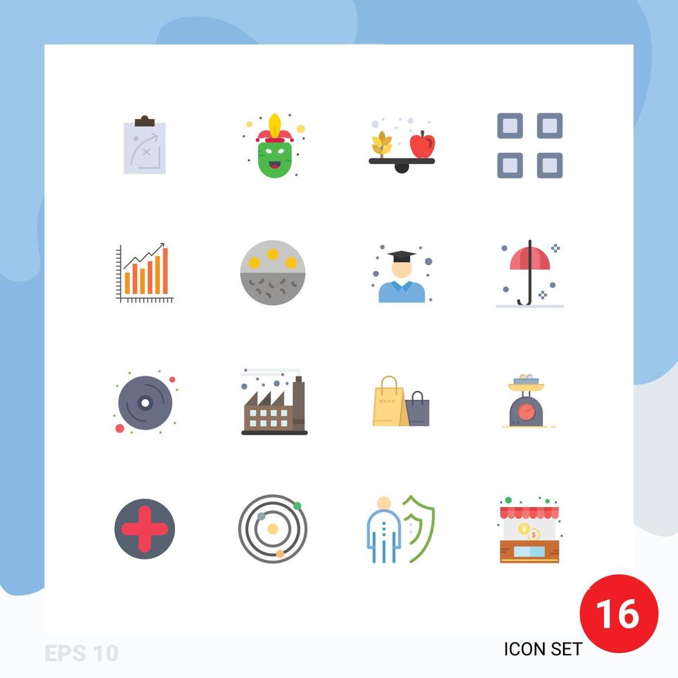 16 Creative Icons Modern Signs and Symbols of plan mask tactics carnival diet Editable Pack of Creative Vector Design Elements