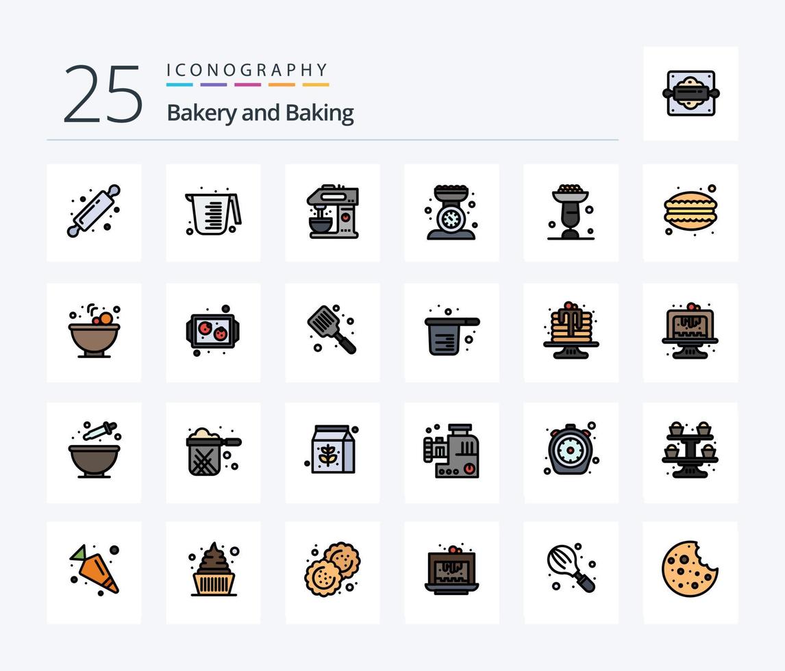 Baking 25 Line Filled icon pack including kitchen scale. cafe. kitchen. baking vector