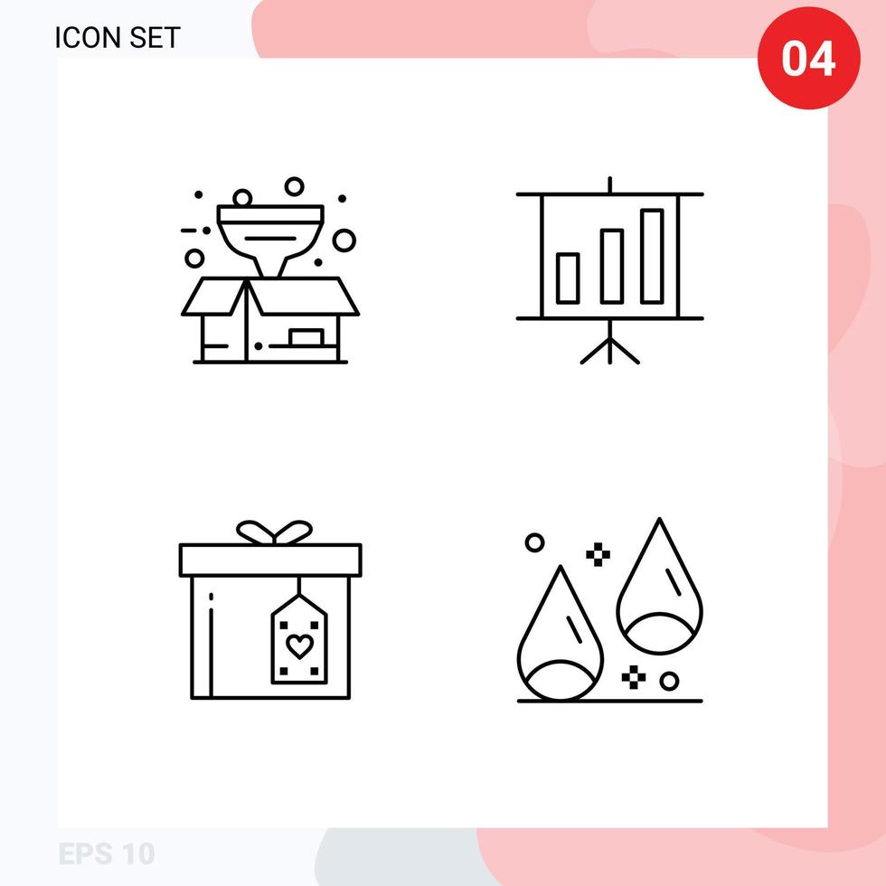 Universal Icon Symbols Group of 4 Modern Filledline Flat Colors of box surprize filter presentation autumn Editable Vector Design Elements