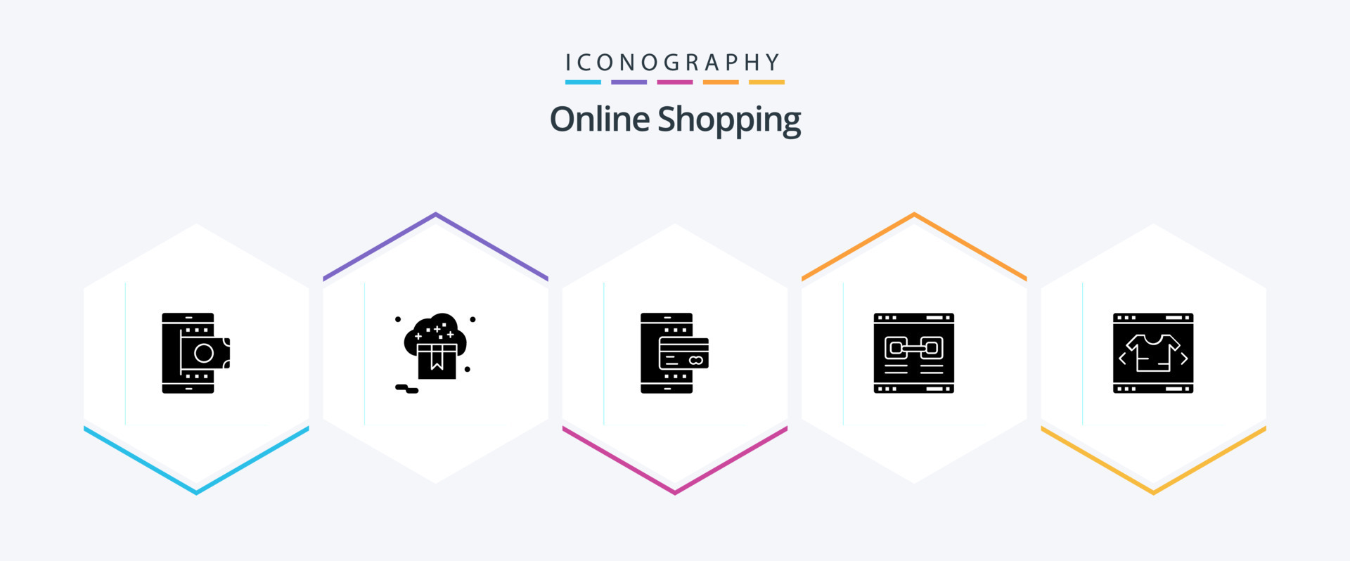 Online Shopping 25 Glyph icon pack including promote. store