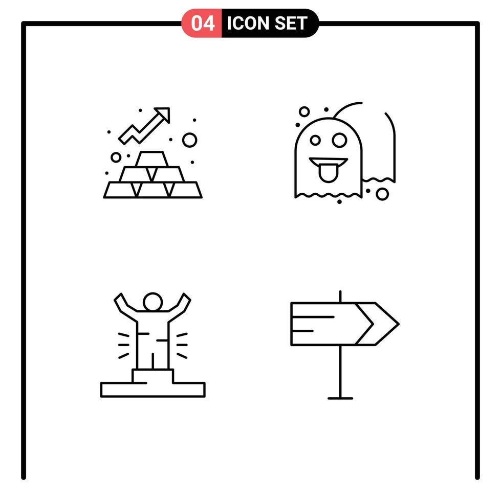 4 Universal Filledline Flat Colors Set for Web and Mobile Applications finance competition asset play person Editable Vector Design Elements