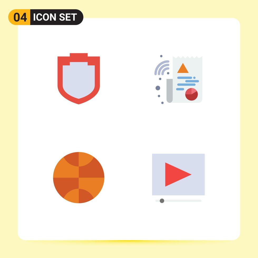 4 Flat Icon concept for Websites Mobile and Apps protection clip digital basketball 5 Editable Vector Design Elements