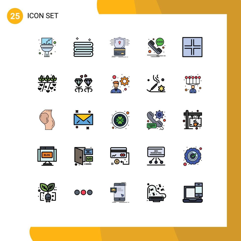 Universal Icon Symbols Group of 25 Modern Filled line Flat Colors of small layout creditcard sms message Editable Vector Design Elements