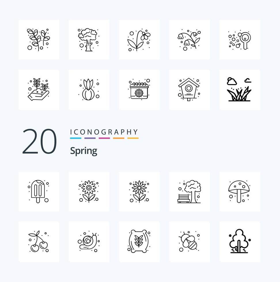 20 Spring Line icon Pack like amanita park summer bench summer vector