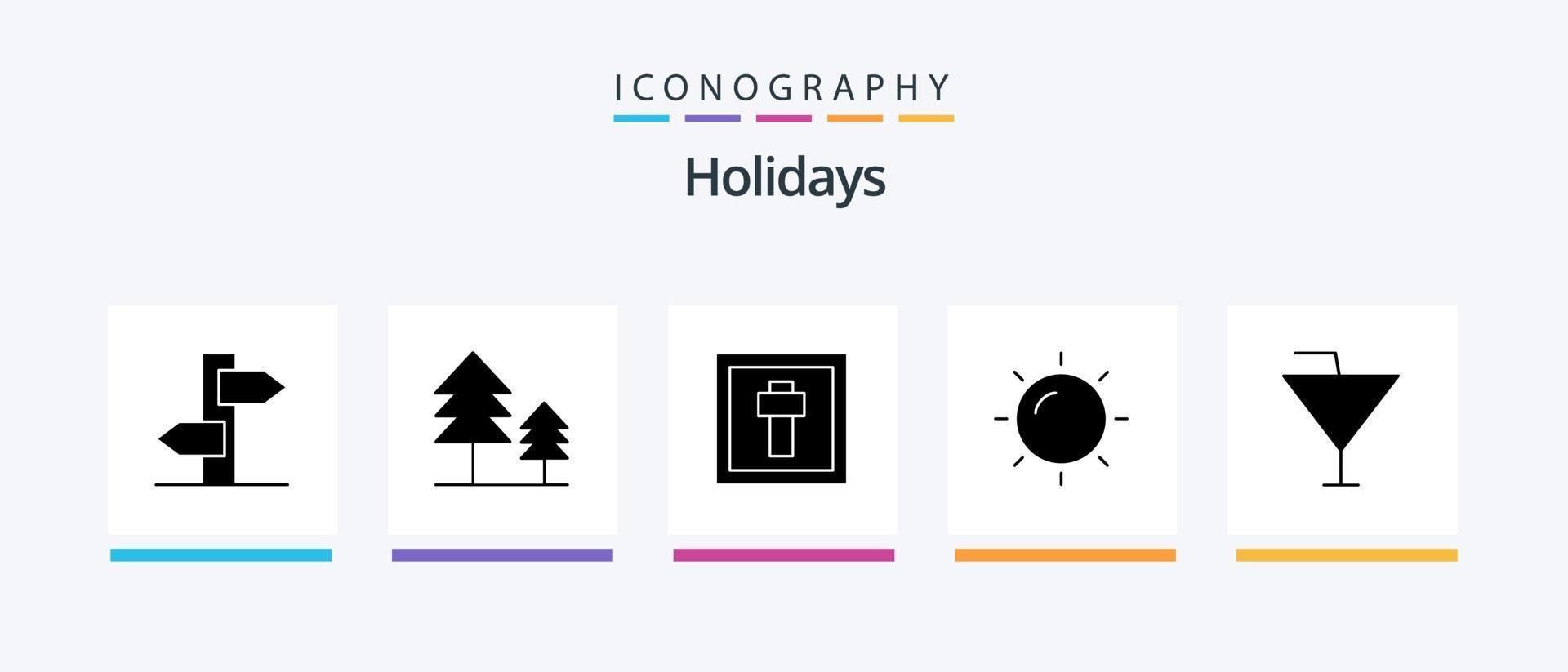 Holidays Glyph 5 Icon Pack Including holiday. drink. easter. vacation. summer. Creative Icons Design vector