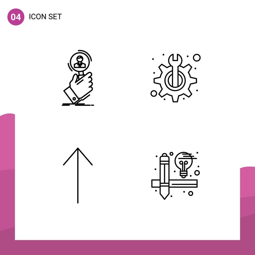 Group of 4 Filledline Flat Colors Signs and Symbols for recruitment arrow human resource support creative Editable Vector Design Elements