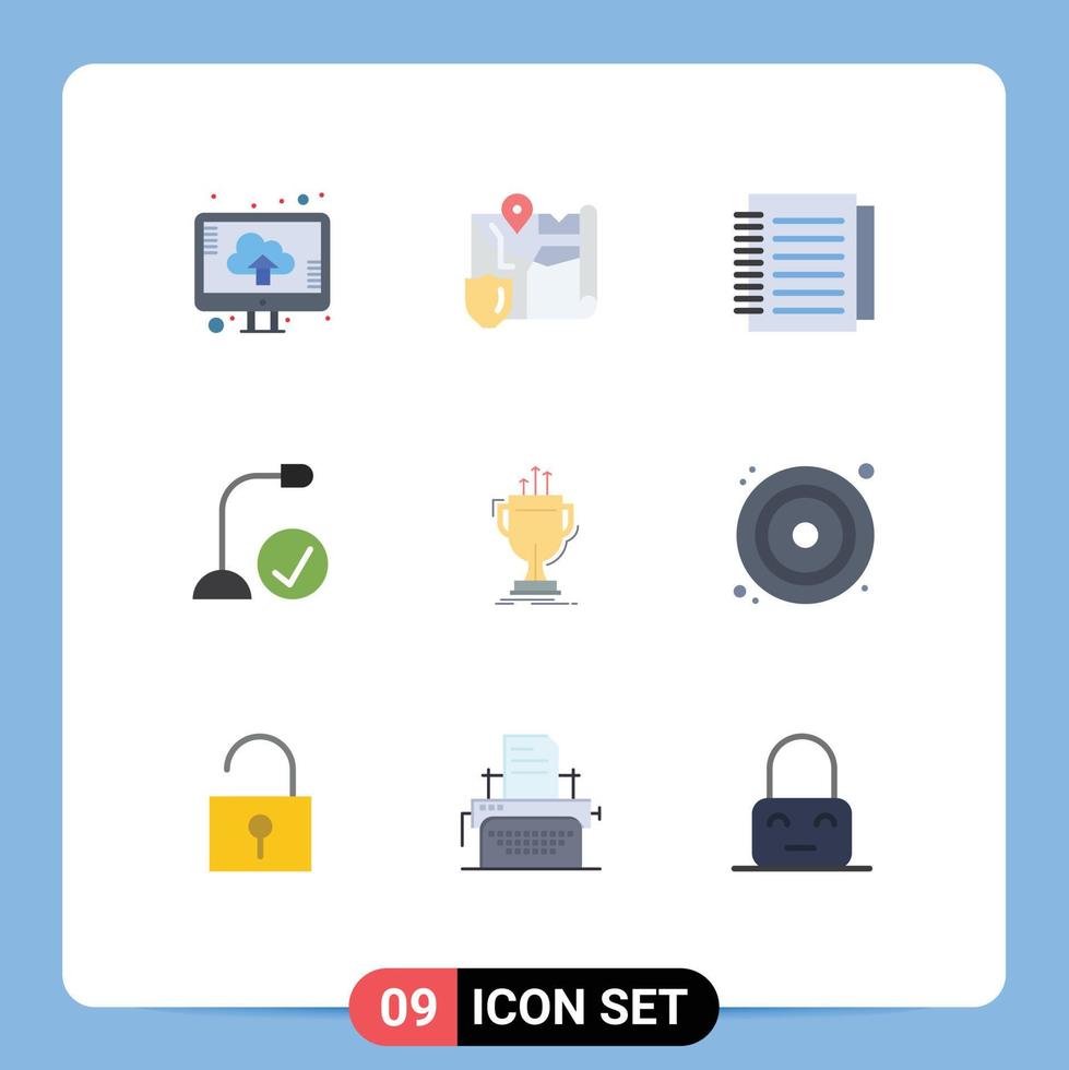 Set of 9 Commercial Flat Colors pack for award gadget note devices computers Editable Vector Design Elements