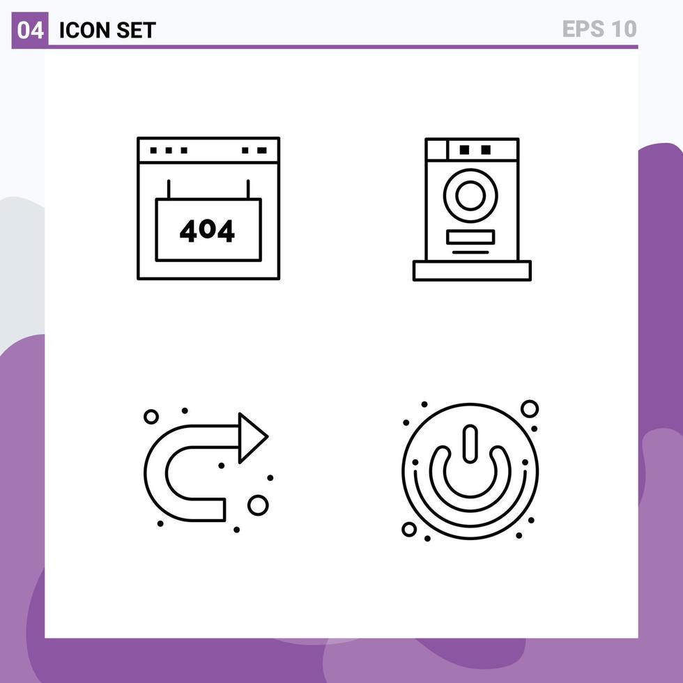 Modern Set of 4 Filledline Flat Colors and symbols such as browser arrow page dryer u turn Editable Vector Design Elements