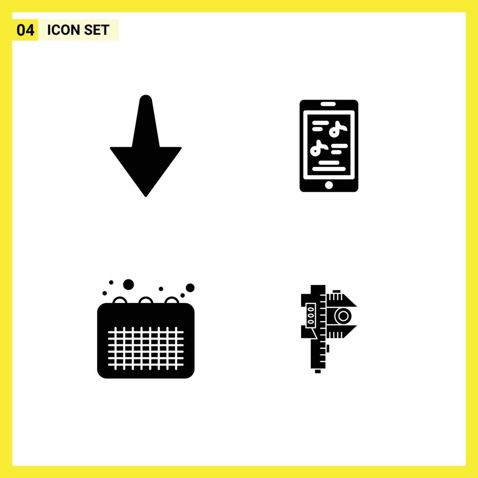 Universal Icon Symbols Group of Modern Solid Glyphs of arrow note multimedia business measuring Editable Vector Design Elements