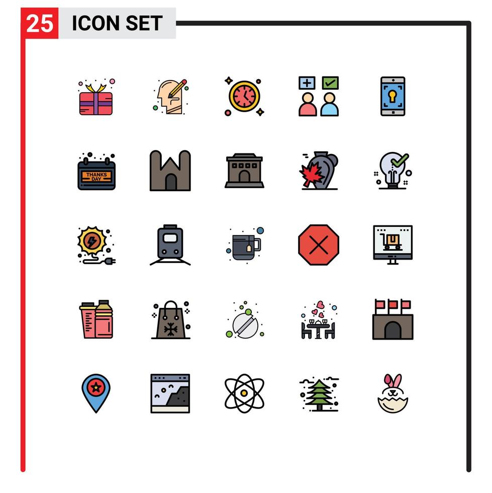 Pictogram Set of 25 Simple Filled line Flat Colors of application tick write online answers Editable Vector Design Elements