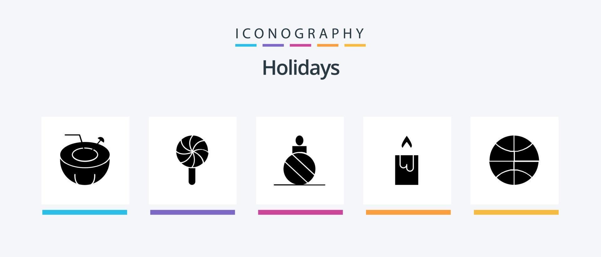 paquete de iconos de glifo 5 de vacaciones que incluye vacaciones. Navidad. bola. baloncesto. vela. diseño de iconos creativos vector