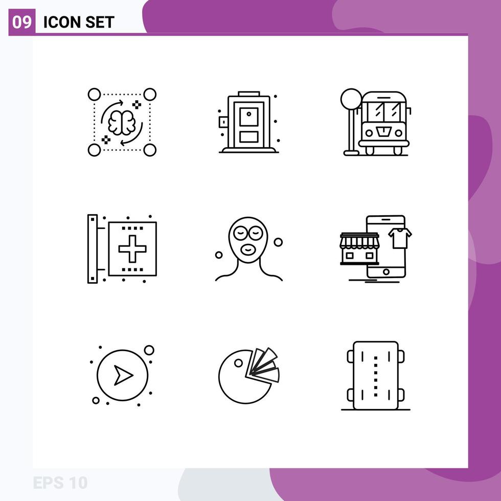 9 Thematic Vector Outlines and Editable Symbols of cosmetics health city form disease Editable Vector Design Elements