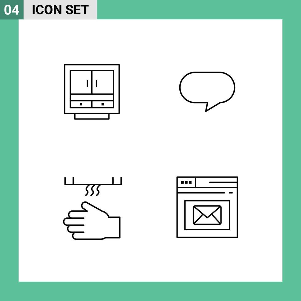 4 Creative Icons Modern Signs and Symbols of cabinet chatting files storage bathroom Editable Vector Design Elements