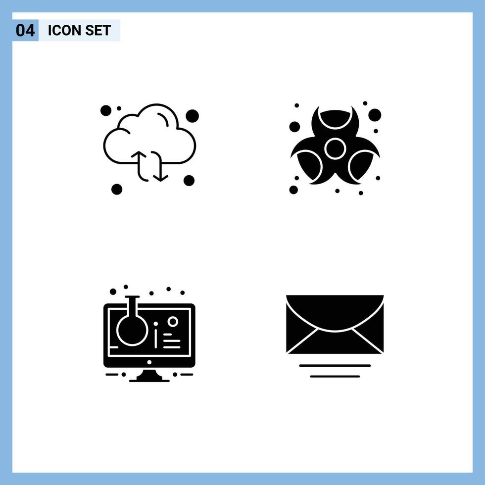 Universal Icon Symbols Group of Modern Solid Glyphs of cloud flask arrow biohazard online lab Editable Vector Design Elements