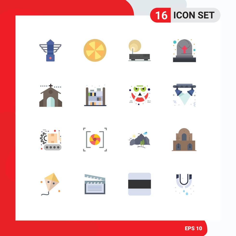 Modern Set of 16 Flat Colors and symbols such as street internet canada orange cemetery Editable Pack of Creative Vector Design Elements