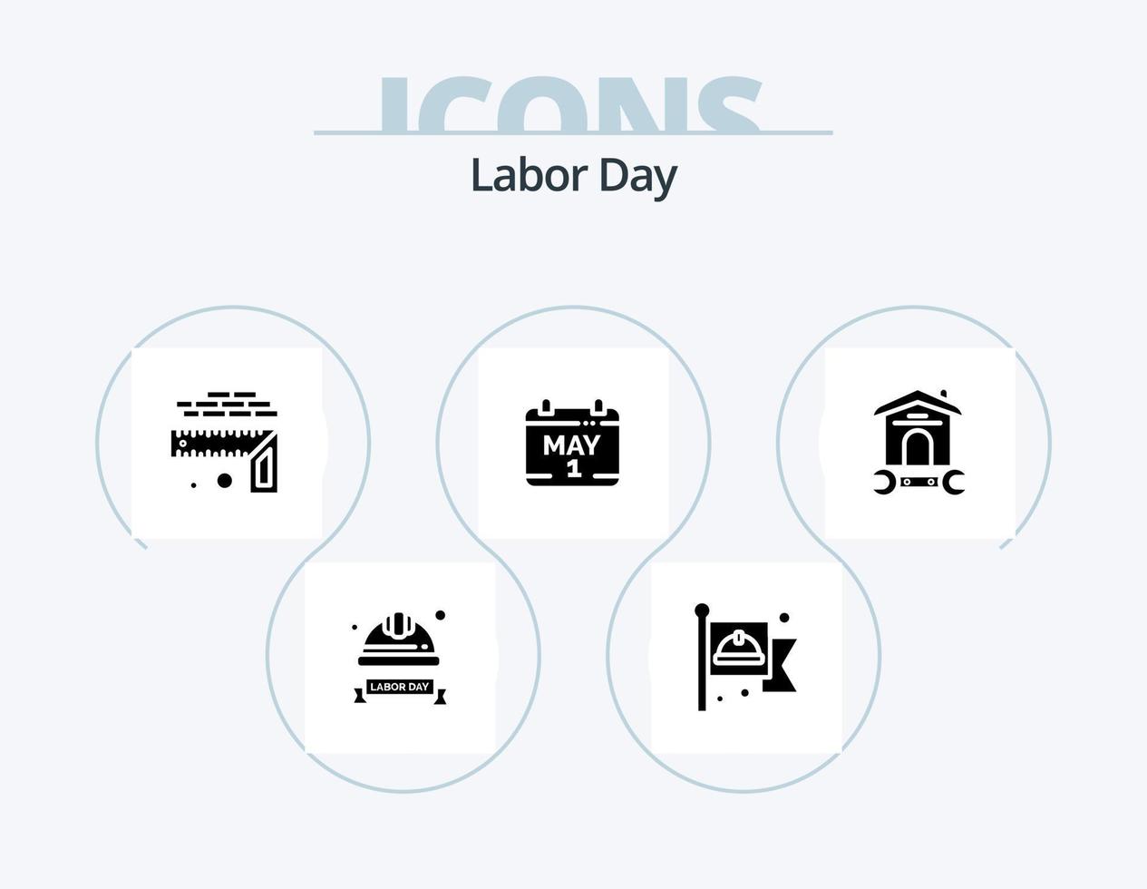 Labor Day Glyph Icon Pack 5 Icon Design. calendar . size. flag . level . measurement vector