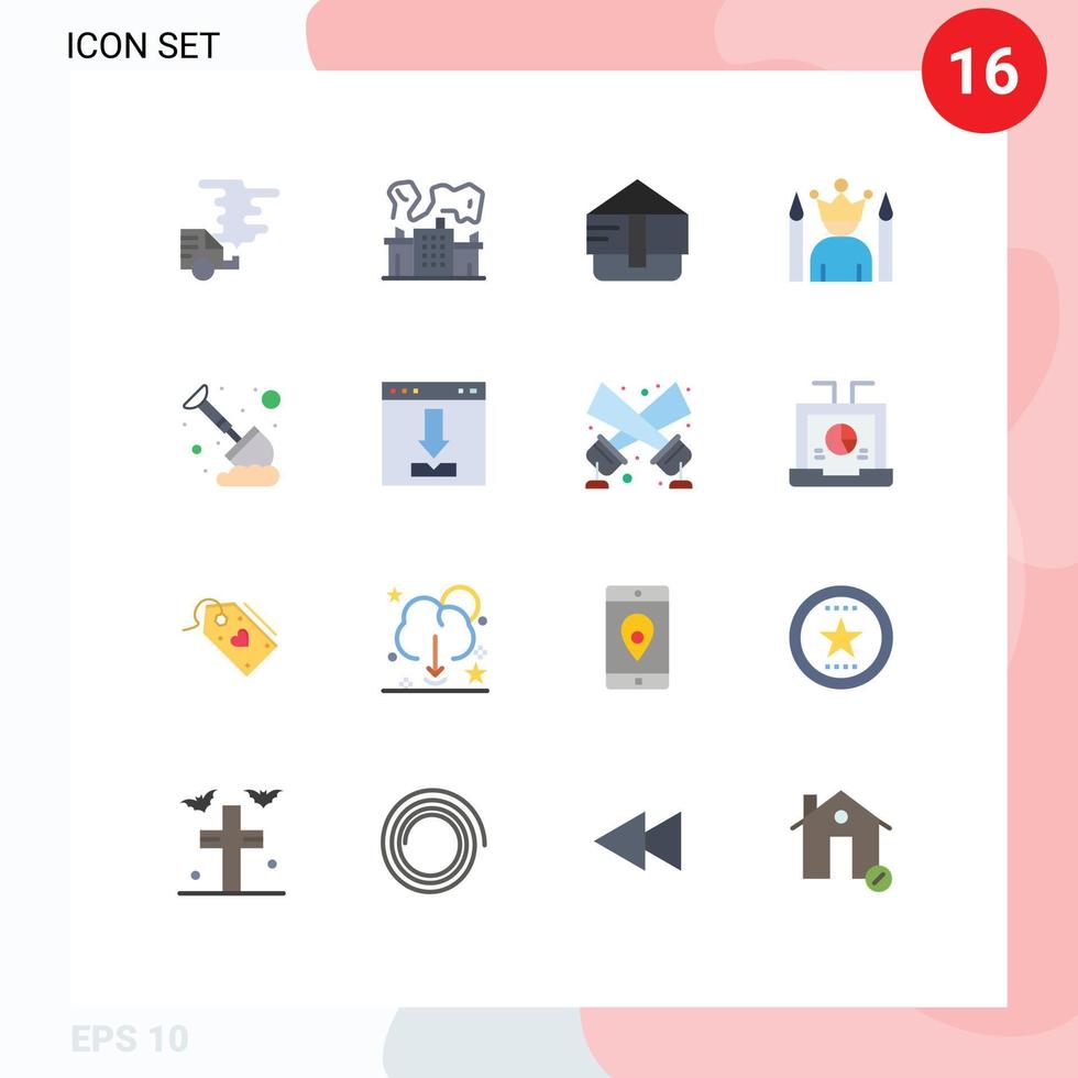 16 Flat Color concept for Websites Mobile and Apps automobile bag gas industry purse Editable Pack of Creative Vector Design Elements
