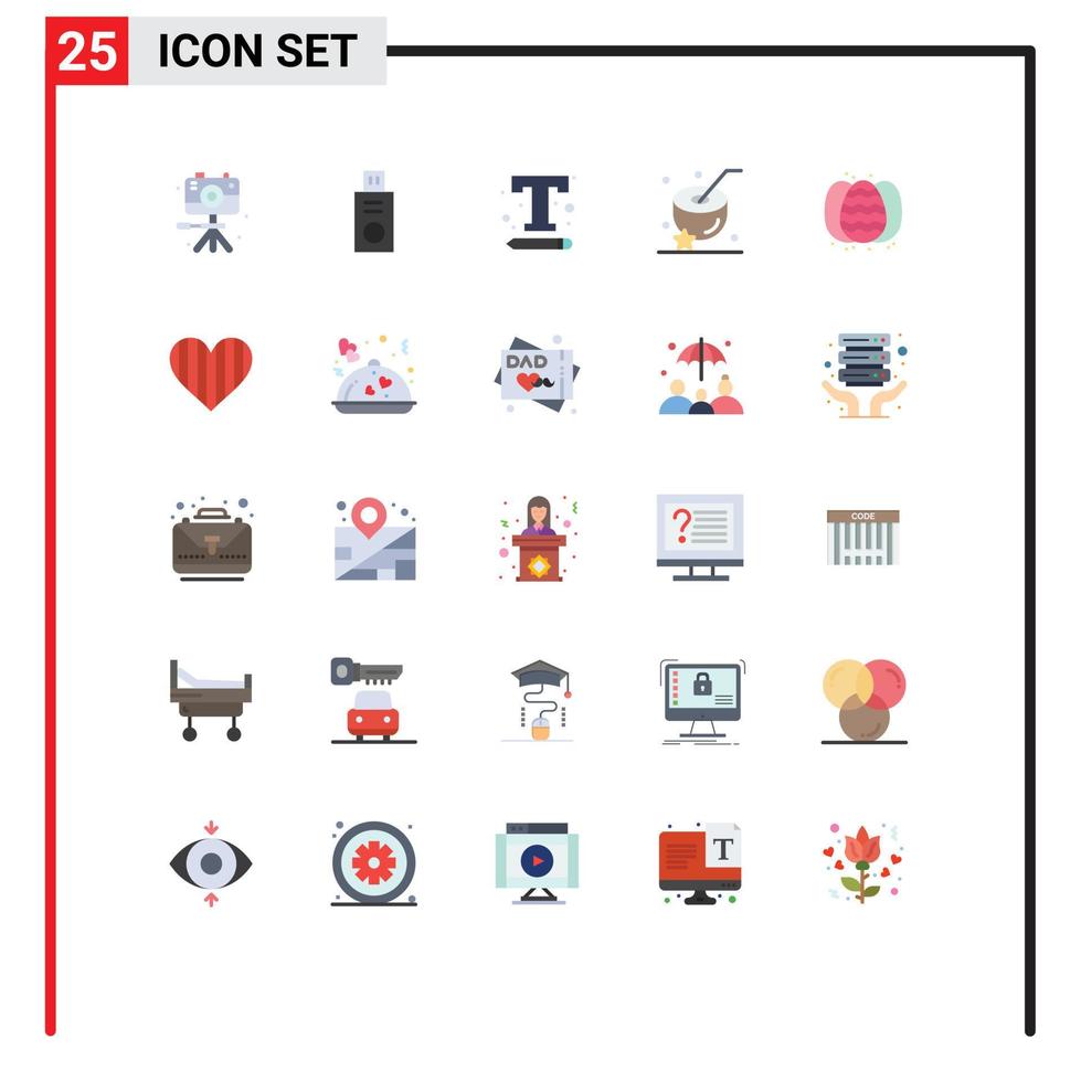 Universal Icon Symbols Group of 25 Modern Flat Colors of easter drink interface food coconut Editable Vector Design Elements