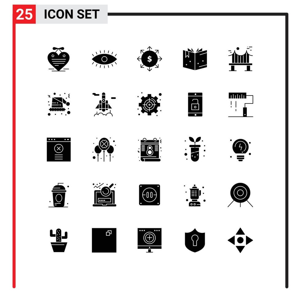 Set of 25 Modern UI Icons Symbols Signs for metal across budget knowledge book Editable Vector Design Elements