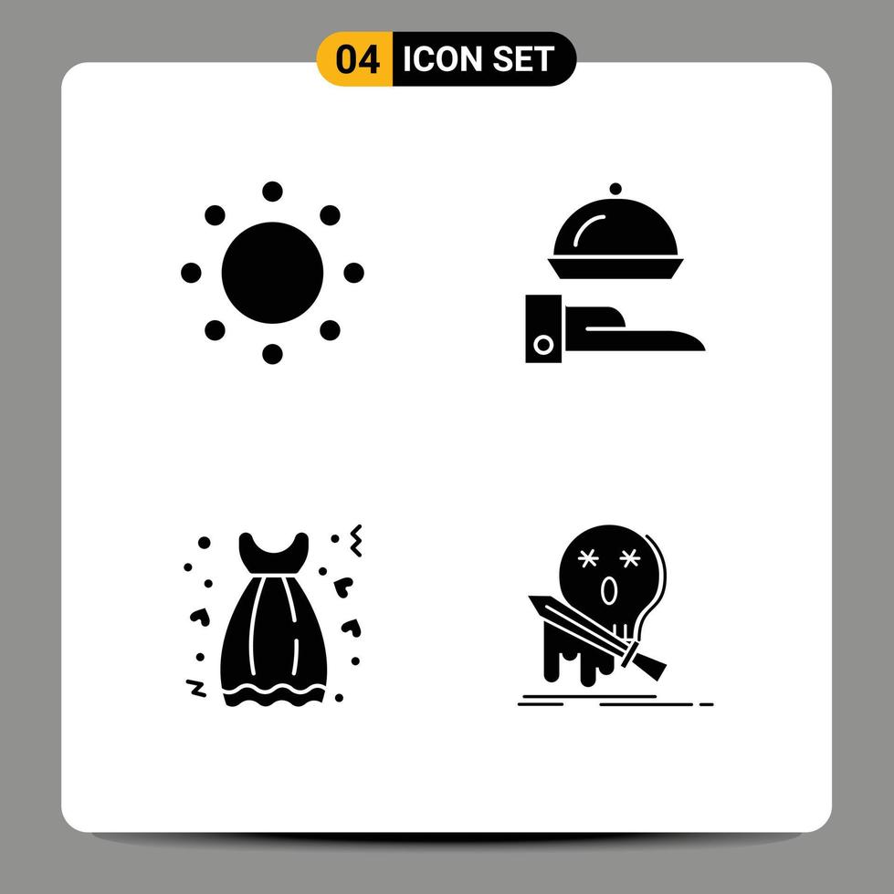 Set of Vector Solid Glyphs on Grid for commitment date symbols restaurant gown Editable Vector Design Elements