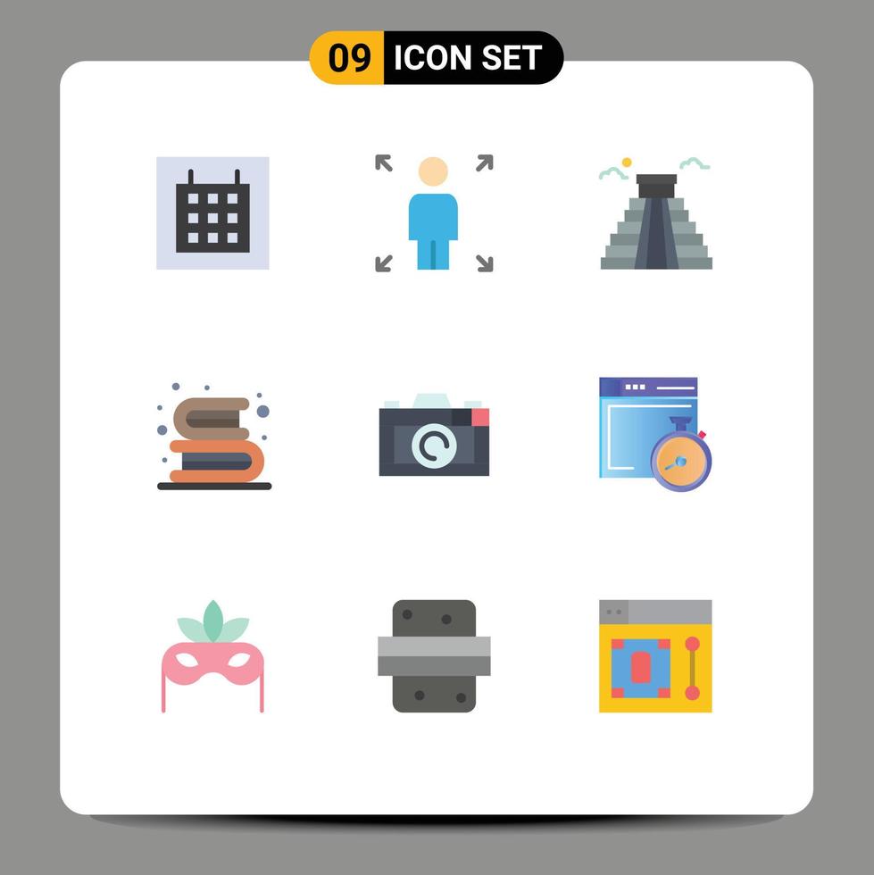 9 Creative Icons Modern Signs and Symbols of photo camera american read education Editable Vector Design Elements