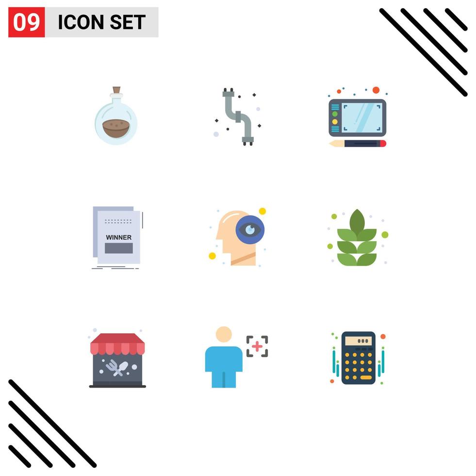 9 User Interface Flat Color Pack of modern Signs and Symbols of mind script design malicious link Editable Vector Design Elements