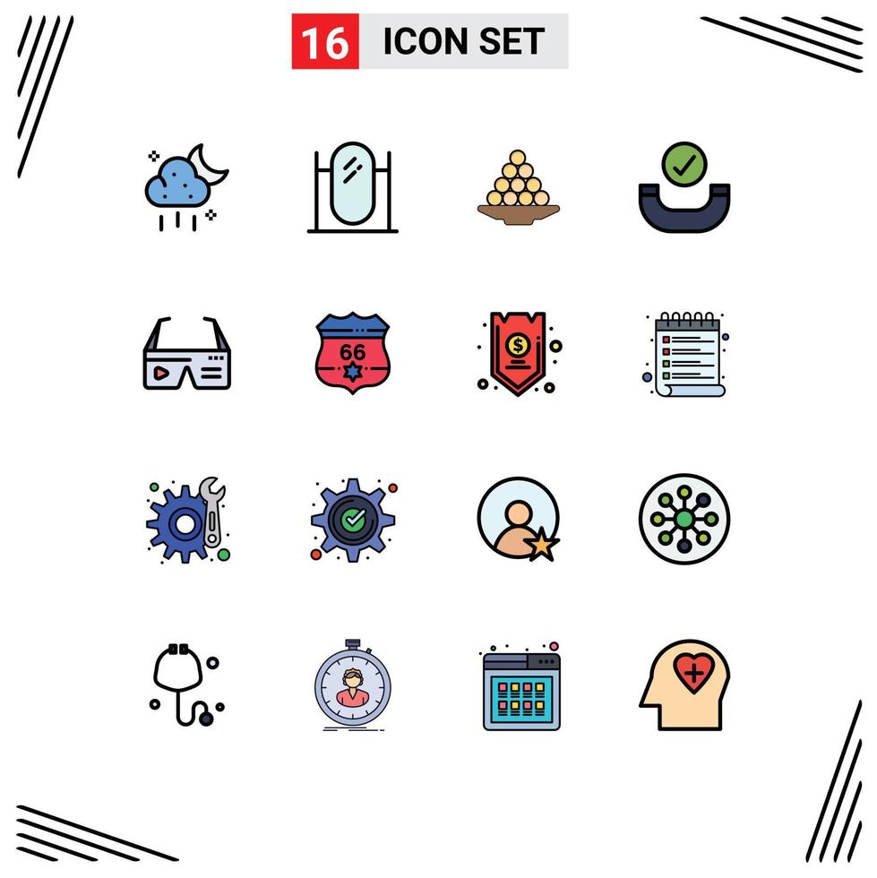 16 Creative Icons Modern Signs and Symbols of handset call bowl treat laddu Editable Creative Vector Design Elements