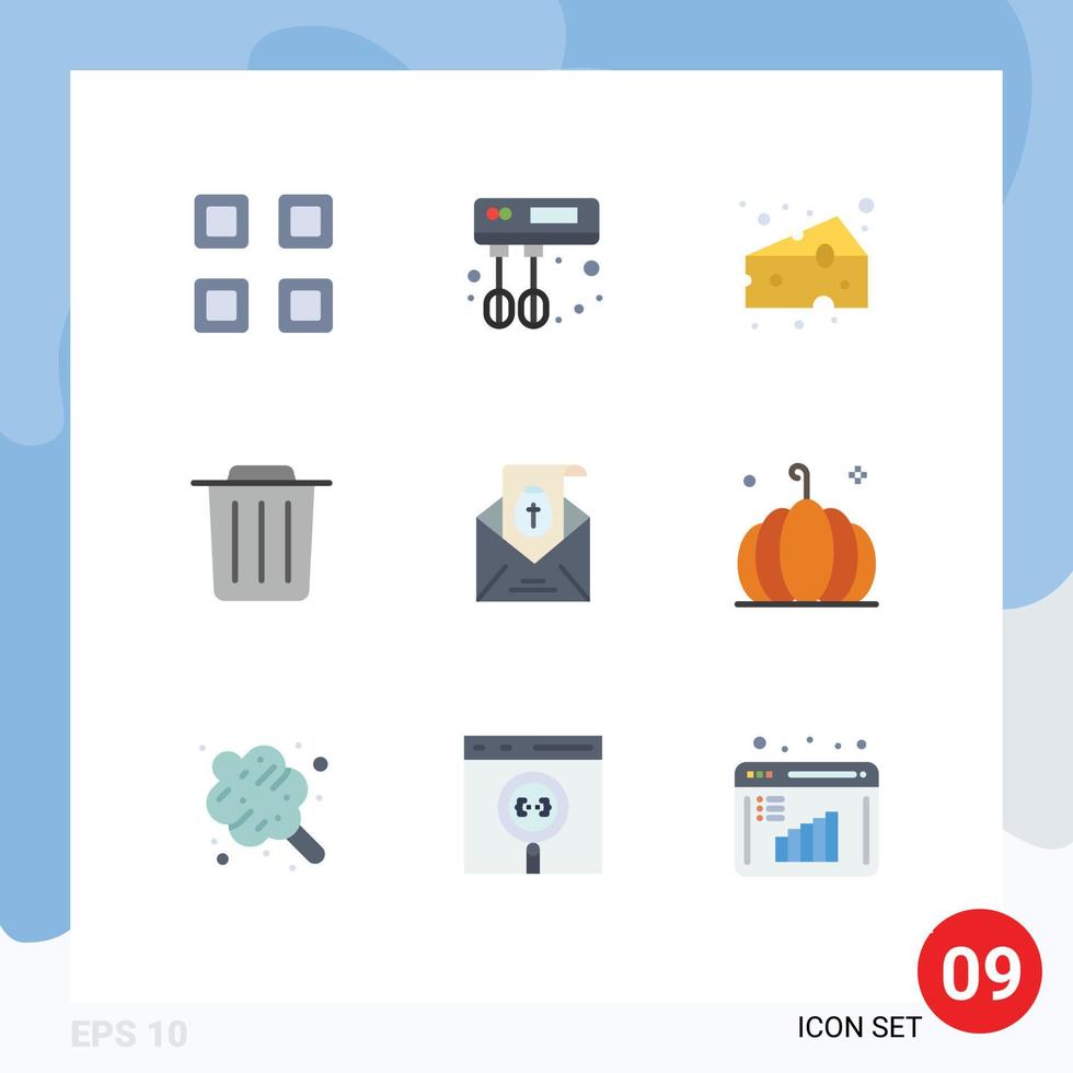 9 iconos creativos signos y símbolos modernos de quesos de correo de vacaciones massege reciclar elementos de diseño de vectores editables