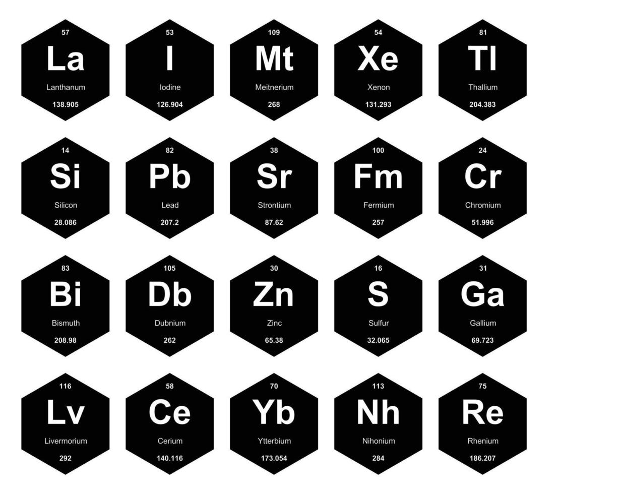 diseño de paquete de iconos de 20 tablas preiodicas de los elementos vector