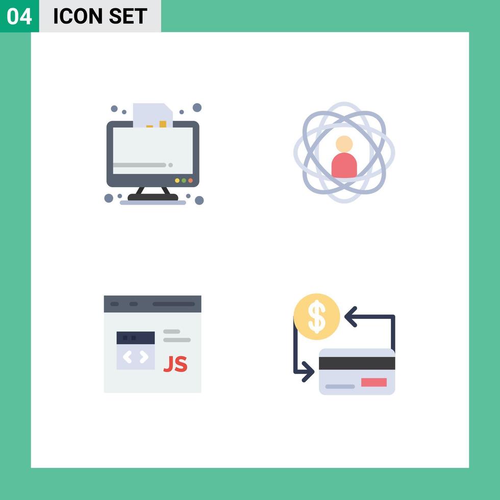 4 Flat Icon concept for Websites Mobile and Apps business skills graph development coding Editable Vector Design Elements