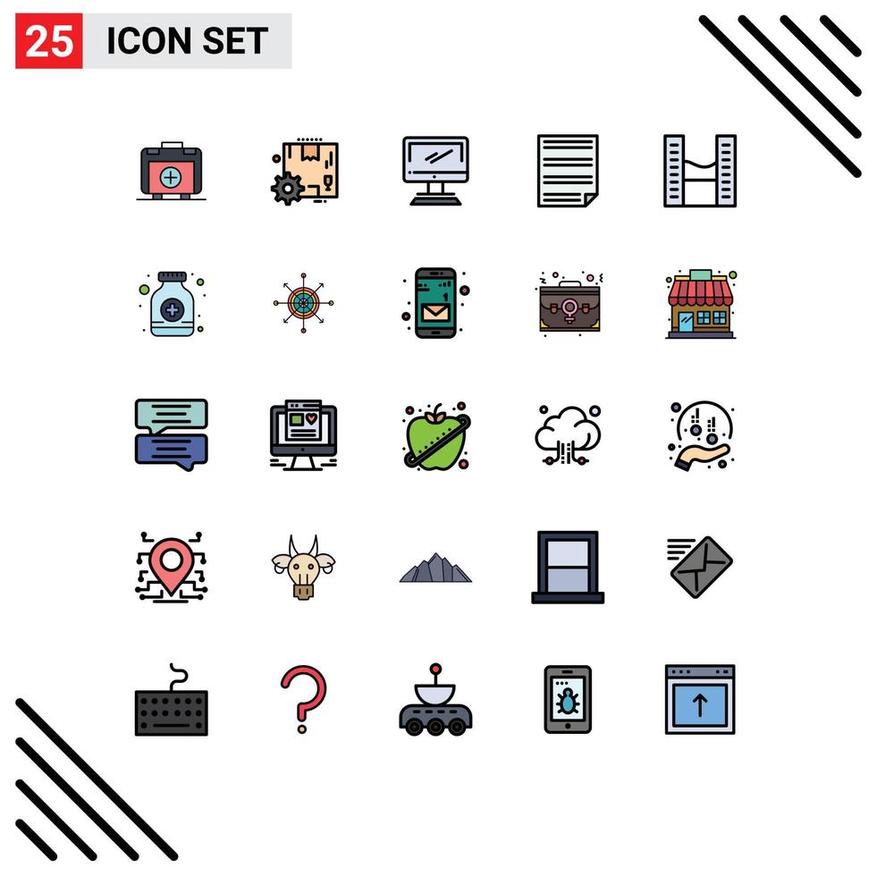 Group of 25 Filled line Flat Colors Signs and Symbols for report homework computer document pc Editable Vector Design Elements