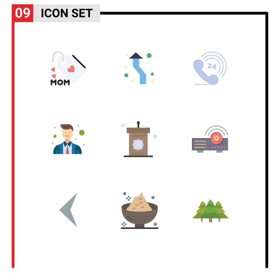 Pictogram Set of 9 Simple Flat Colors of podium officer round avatar Editable Vector Design Elements