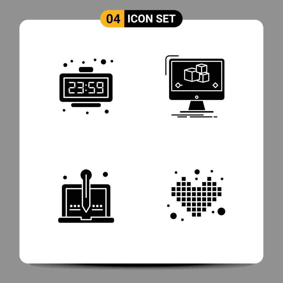 Solid Glyph Pack of Universal Symbols of clock software time computer organic Editable Vector Design Elements