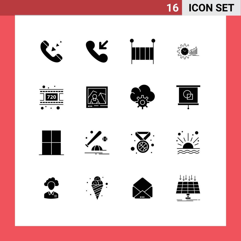 Pack of 16 creative Solid Glyphs of trends schedule child market analytics Editable Vector Design Elements