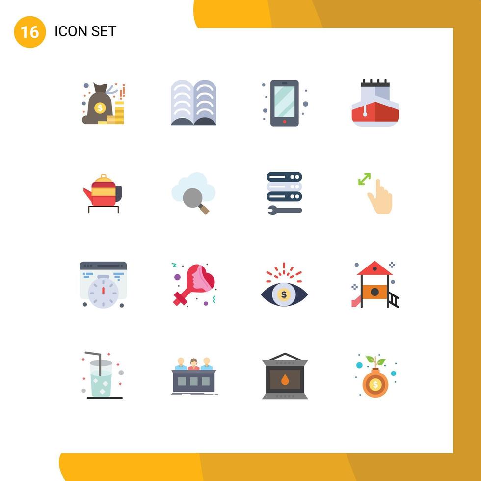 Modern Set of 16 Flat Colors and symbols such as account smart phone money education sail Editable Pack of Creative Vector Design Elements