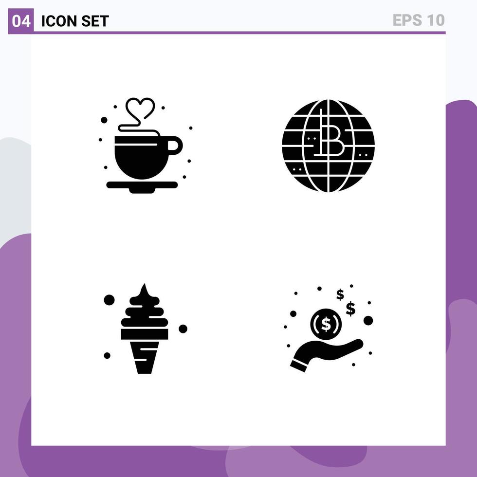 paquete de iconos de vector de stock de 4 signos y símbolos de línea para café playa té blockchain alimentos elementos de diseño de vector editables